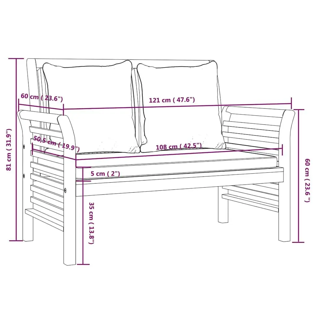 4 Piece Garden Lounge Set Solid Acacia Wood Brown Outdoor Furniture