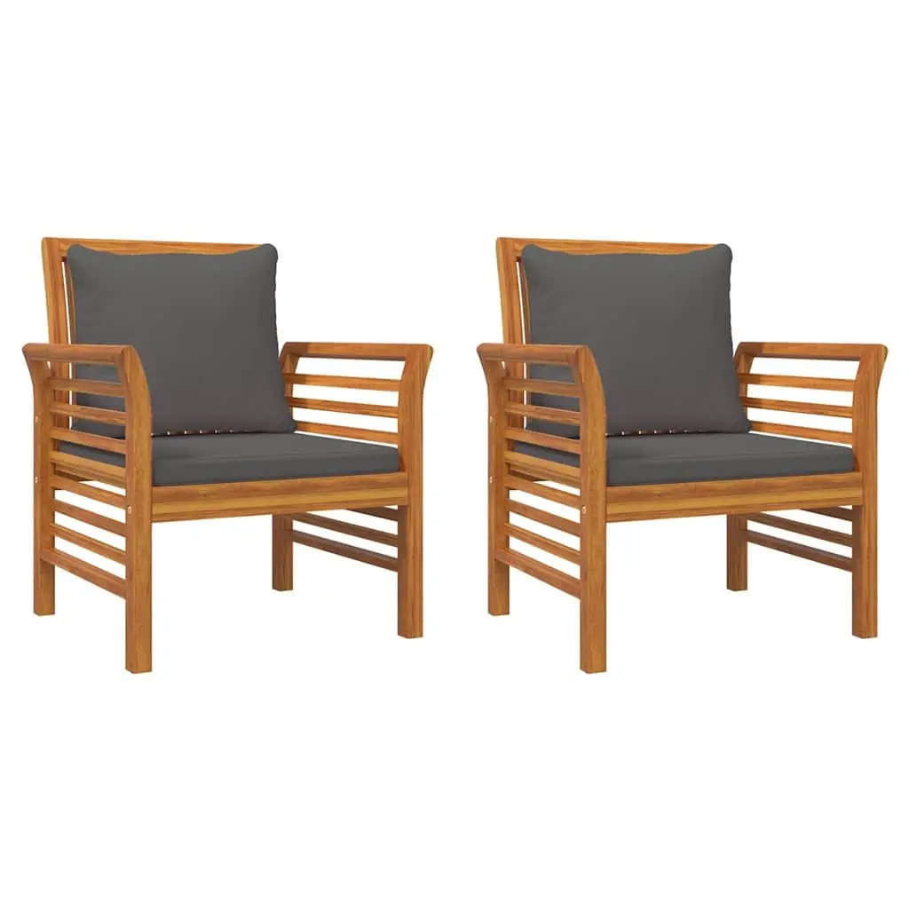 4 Piece Garden Lounge Set Solid Acacia Wood Brown Outdoor Furniture