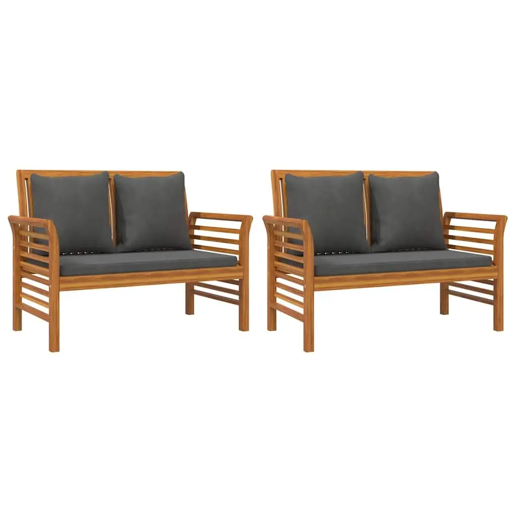 Brown Acacia Wood 5-Piece Garden Lounge Set with Cushions