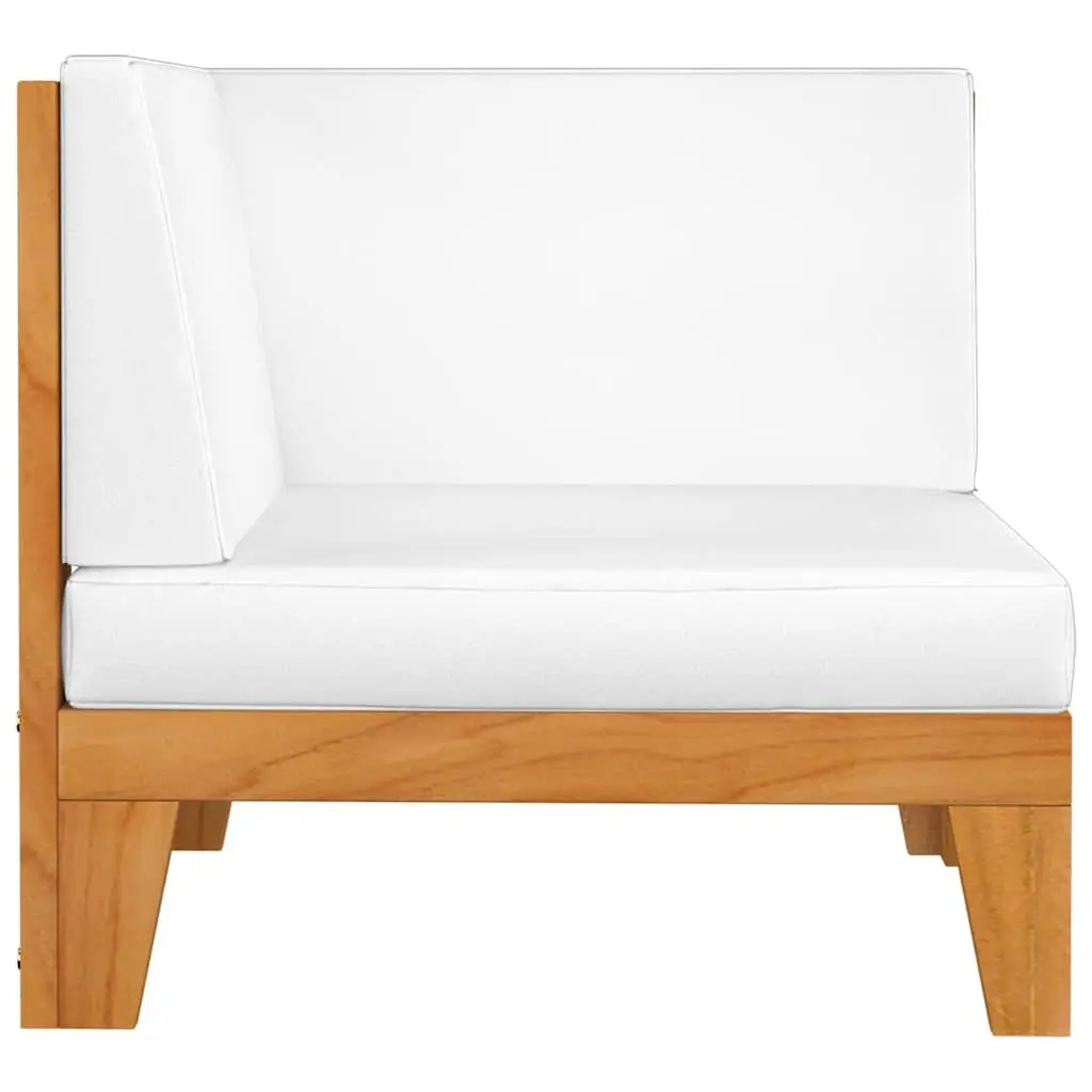 Garden Lounge Set Solid Acacia Wood 7 Piece Outdoor Furniture White with Cushions