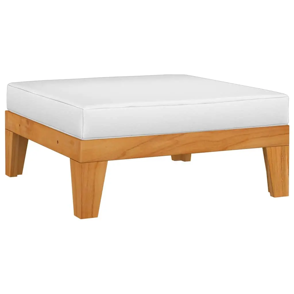 Garden Lounge Set Solid Acacia Wood 7 Piece Outdoor Furniture White with Cushions