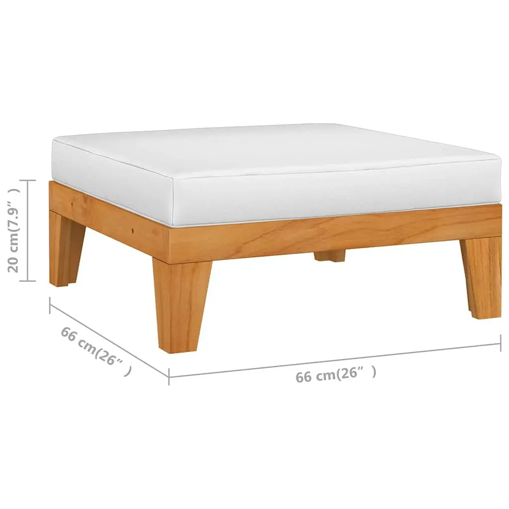 Garden Lounge Set Solid Acacia Wood 7 Piece Outdoor Furniture White with Cushions