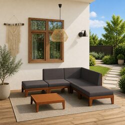 7-Piece Outdoor Garden Lounge Set in Grey Solid Wood