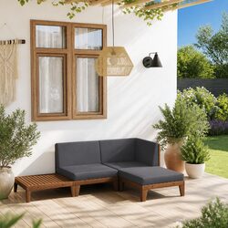Durable 4 Piece Grey Garden Lounge Set with Cushions