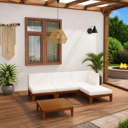 Premium 5 Piece White Acacia Wood Garden Lounge Set