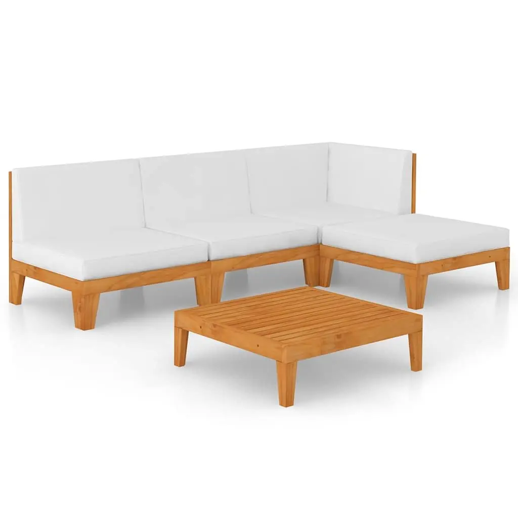 5 Piece Garden Lounge Set Acacia Wood White