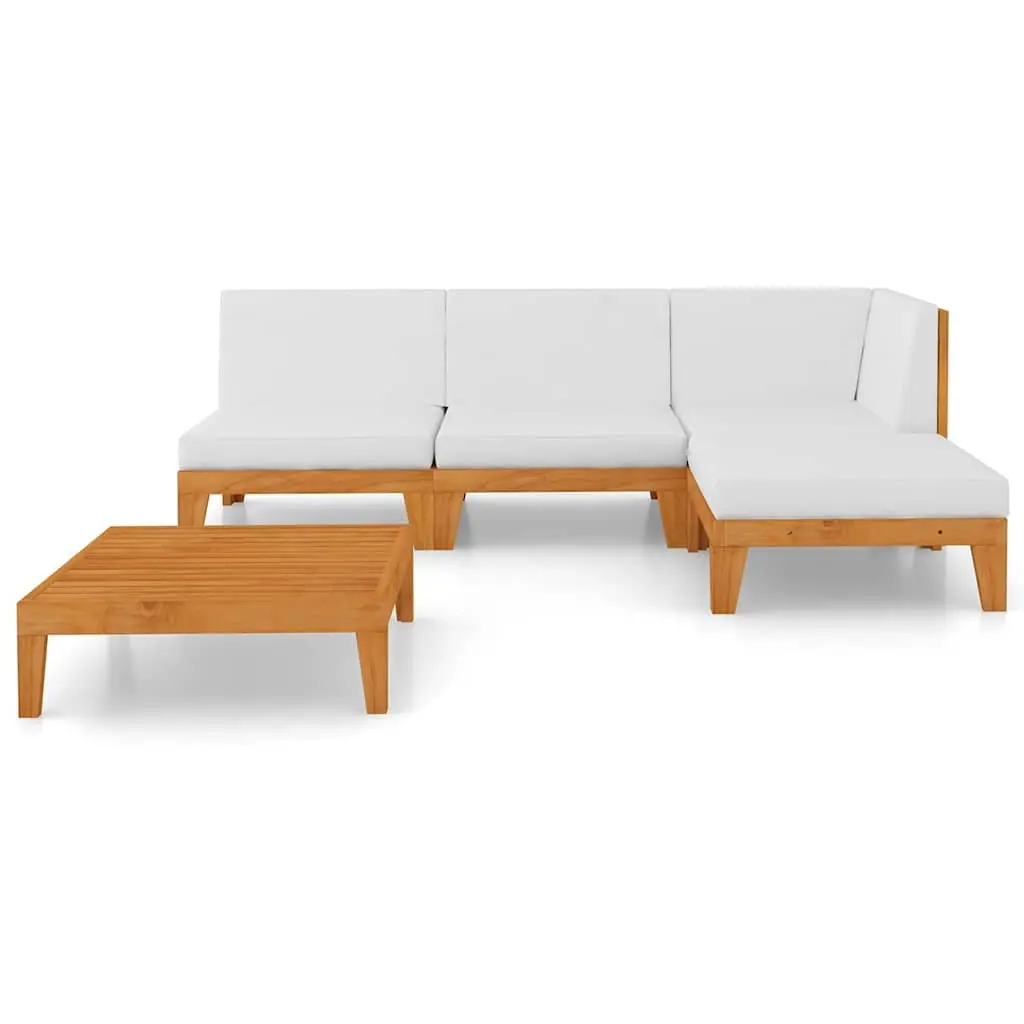 5 Piece Garden Lounge Set Acacia Wood White