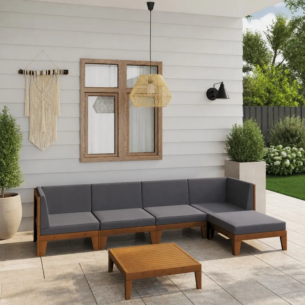 6-Piece Garden Lounge Set in Grey Acacia Wood