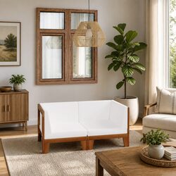 Sturdy 2-Seater Outdoor Sofa with Cream Cushions