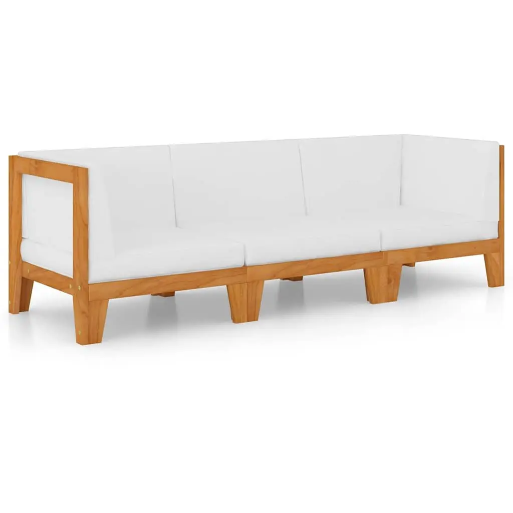 Solid Acacia Wood 3 Piece Lounge Set with Cushions