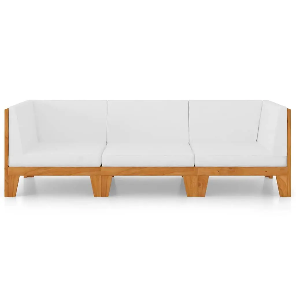 Solid Acacia Wood 3 Piece Lounge Set with Cushions