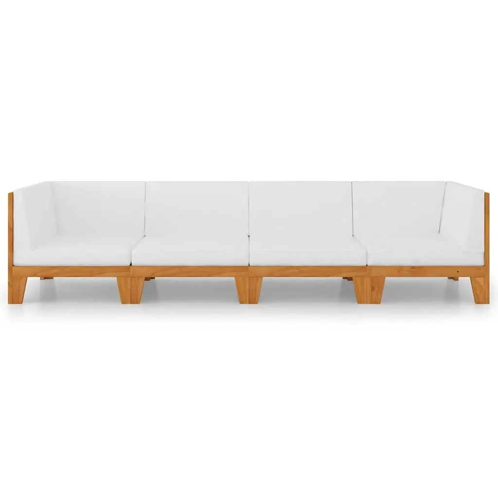 4-Piece Outdoor Lounge Set in Solid White Acacia Wood