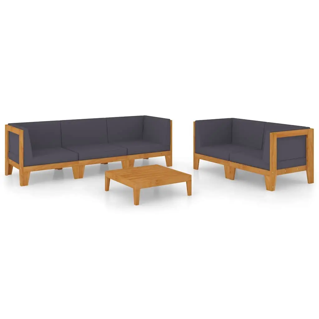 6-Piece Garden Lounge Set with Grey Cushions