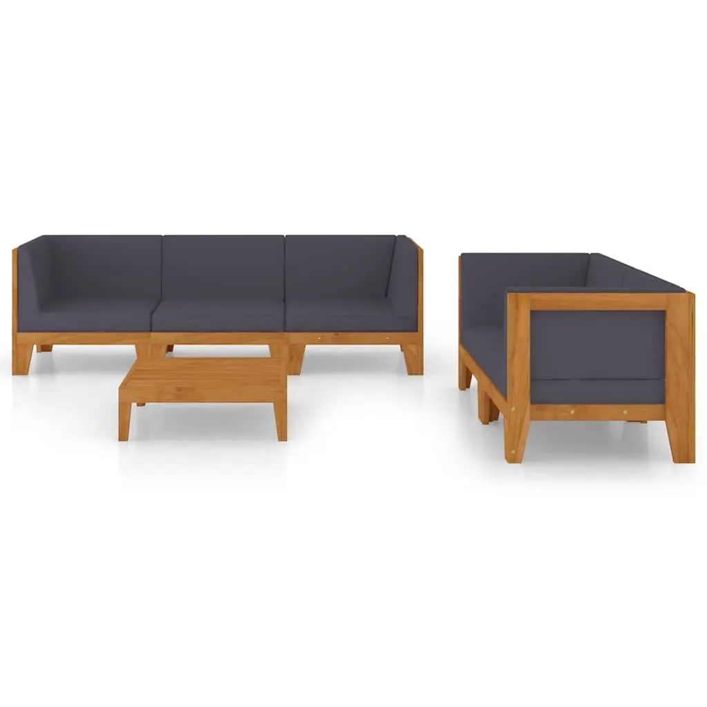 6-Piece Garden Lounge Set with Grey Cushions
