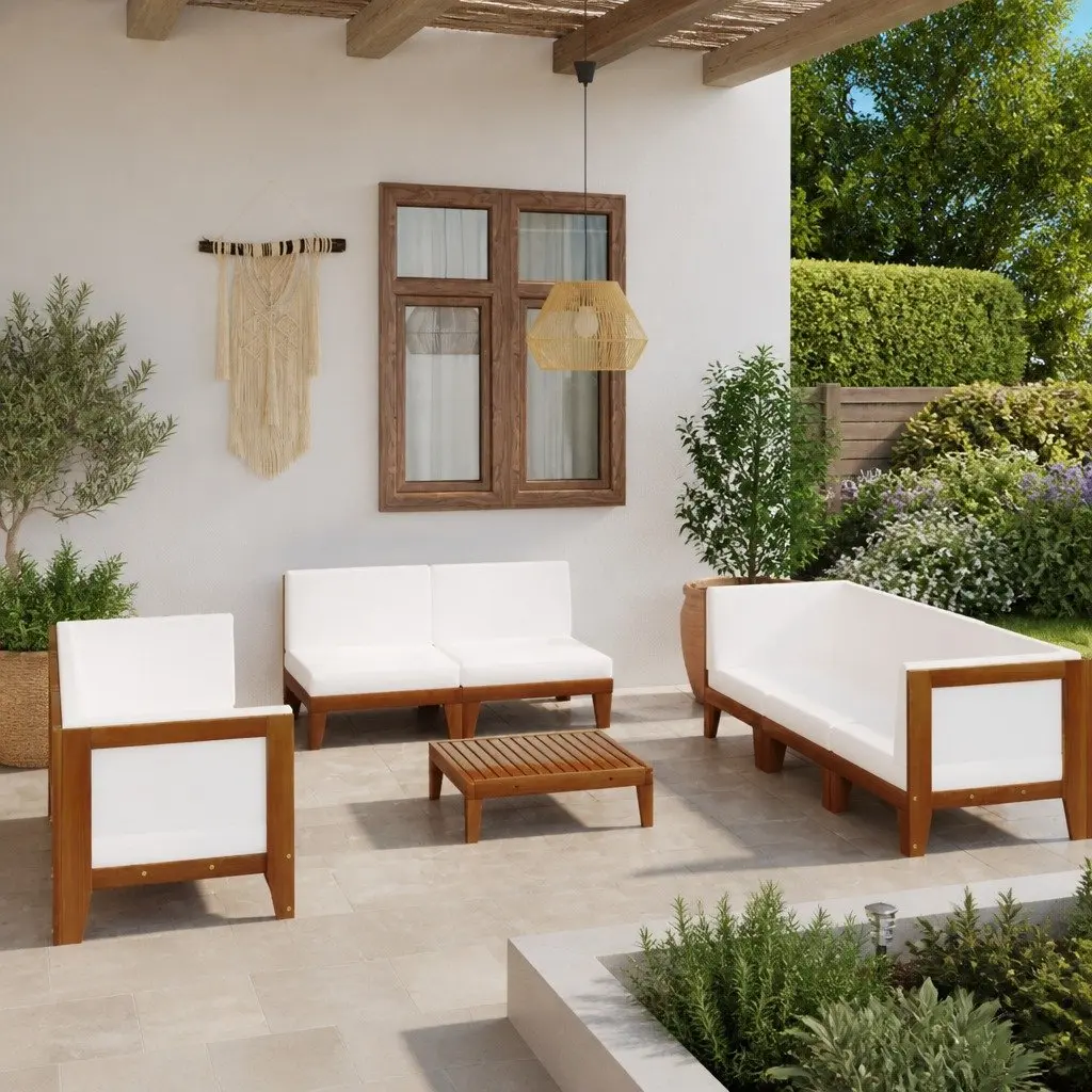 9-Piece Garden Lounge Set in White Acacia Wood