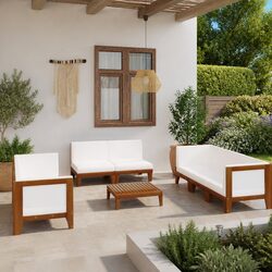 Premium 9-Piece Garden Lounge Set in White Acacia Wood