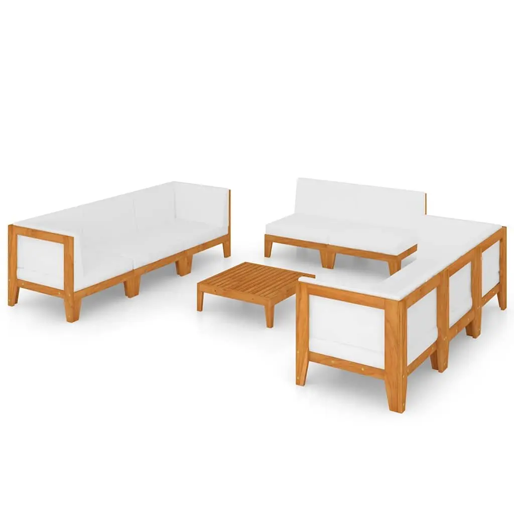 9-Piece Garden Lounge Set in White Acacia Wood