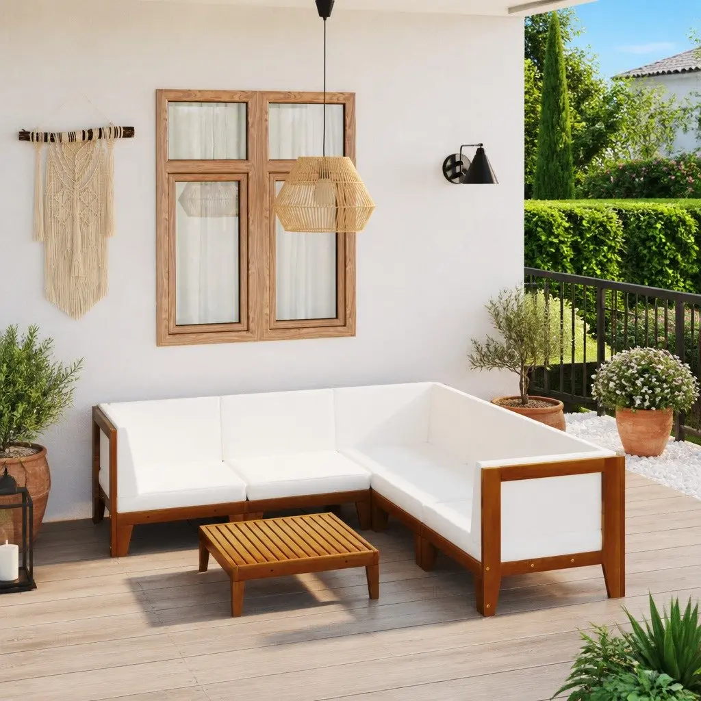 6 Piece Solid Wood Outdoor Lounge Set with Cushions