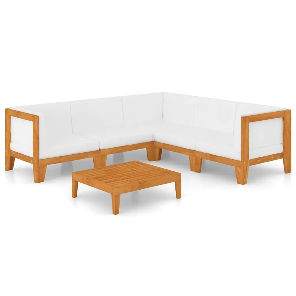 6 Piece Solid Wood Outdoor Lounge Set with Cushions