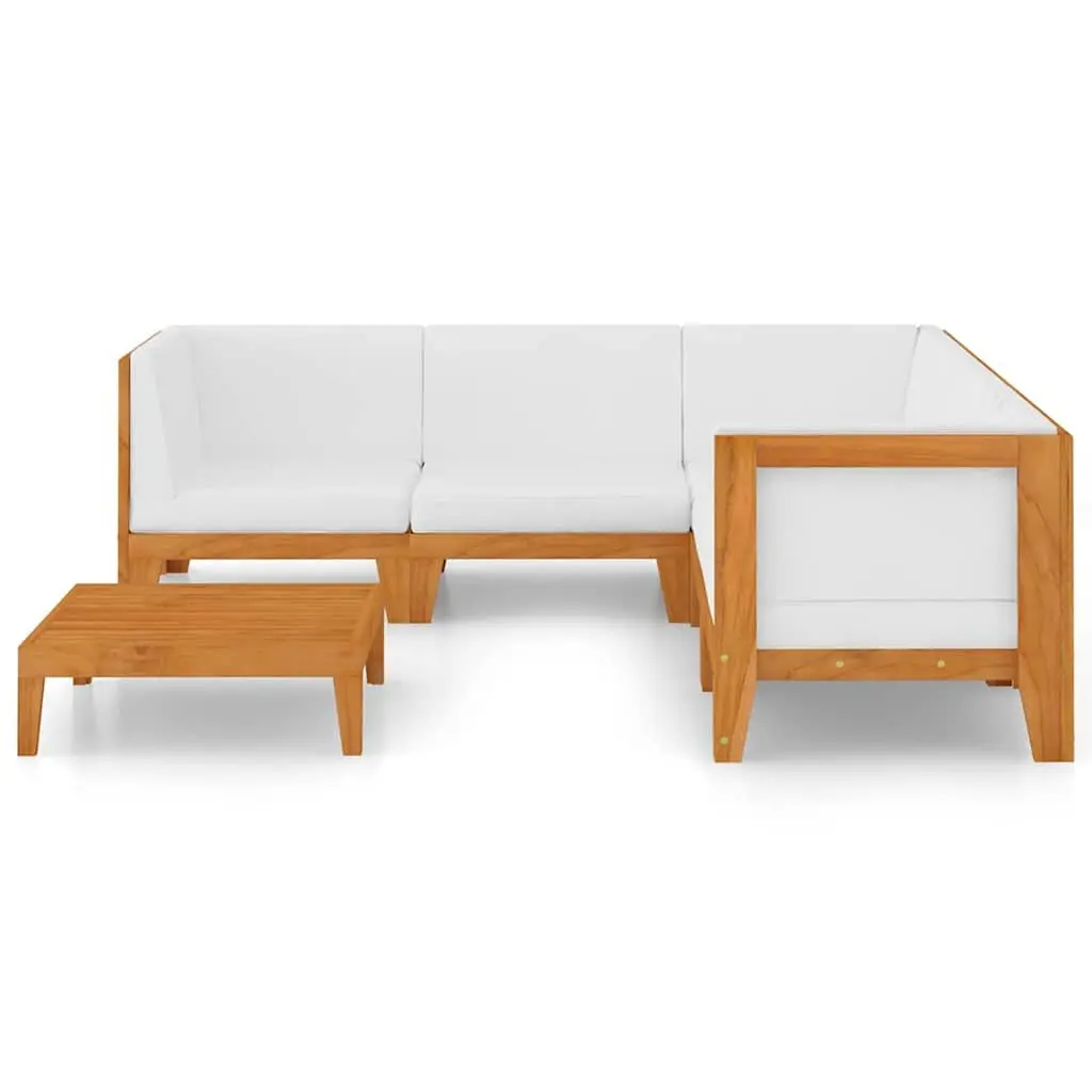 6 Piece Solid Wood Outdoor Lounge Set with Cushions