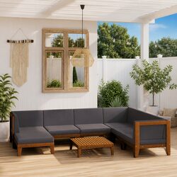 8-Piece Outdoor Lounge Set in Grey Acacia Wood