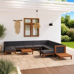 Solid Wood Garden Lounge Set 12 Piece with Cushions