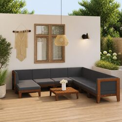 Durable 9 Piece Outdoor Lounge Set in Grey Acacia Wood