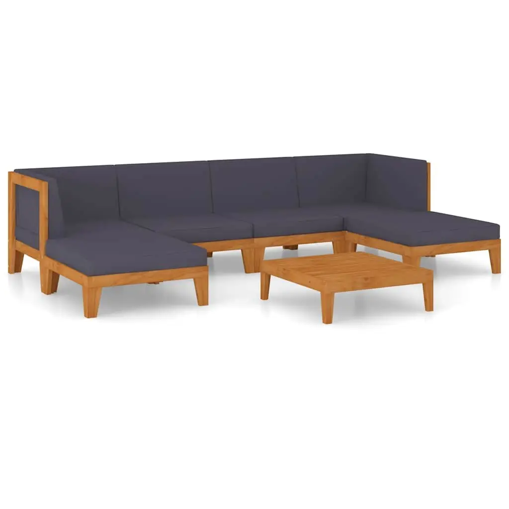 7 Piece Grey Garden Lounge Set with Acacia Frame