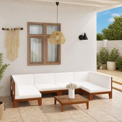 7-Piece Outdoor Lounge Set in White Acacia Wood