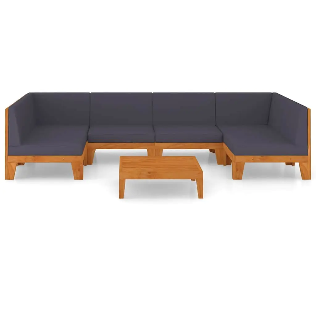 7 Piece Garden Lounge Set Acacia Wood Grey with Cushions