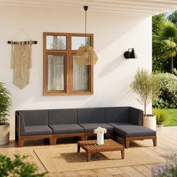 6-Piece Garden Lounge Set in Grey Acacia Wood