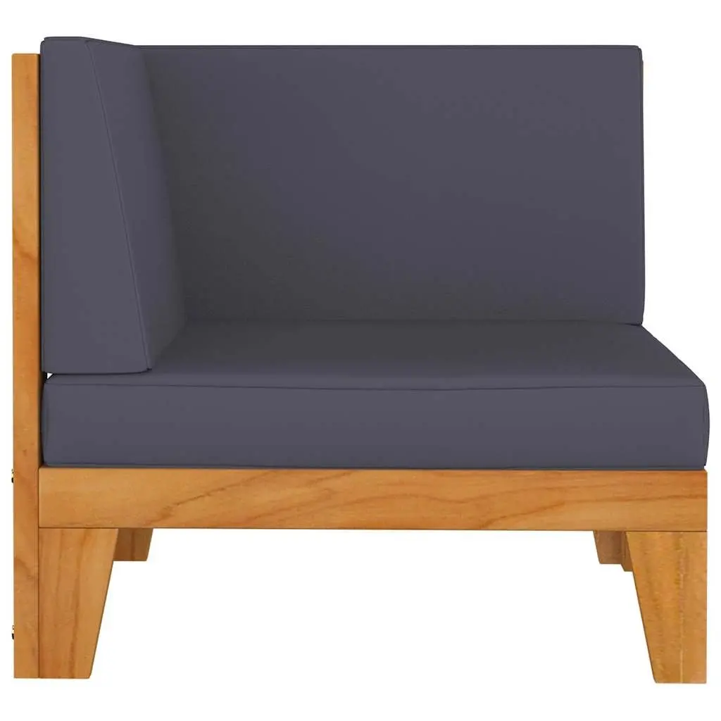 Garden Lounge Set Solid Acacia Wood 6 Piece Outdoor Furniture Grey Cushions