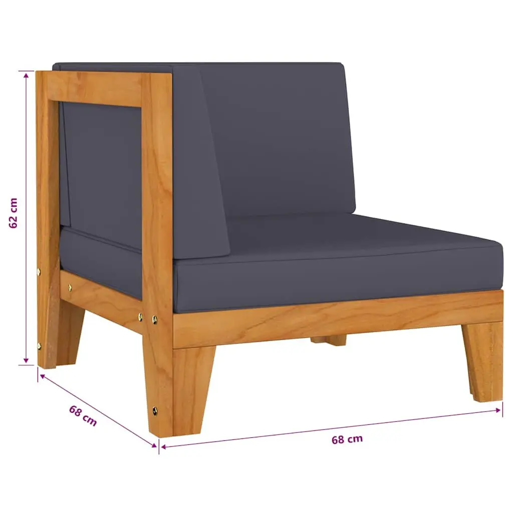 Garden Lounge Set Solid Acacia Wood 5 Piece Outdoor Furniture Grey Cushions