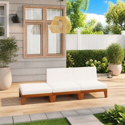 3-Piece Outdoor Lounge Set with Acacia Wood and Cushions