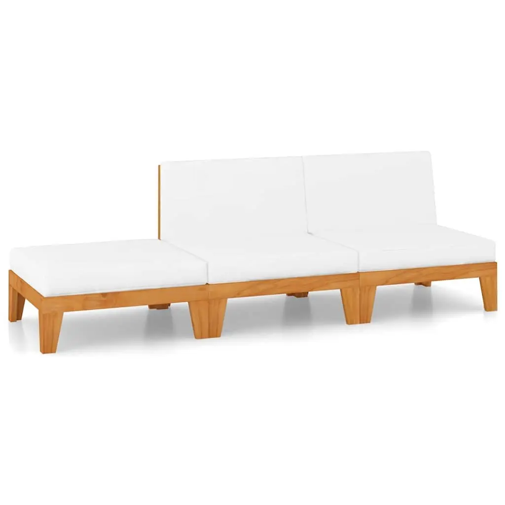 3-Piece Outdoor Lounge Set with Acacia Wood and Cushions