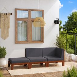 Stylish 3 Piece Garden Lounge Set in Grey Acacia Wood