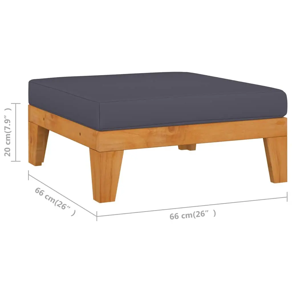 Garden Lounge Set Acacia Wood 3 Piece Grey with Cushions