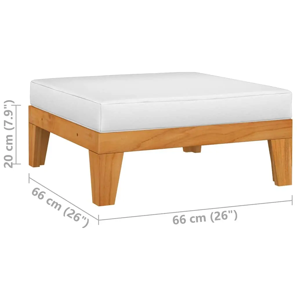 Garden Lounge Set Acacia Wood 8 Piece Outdoor Furniture Modular White with Cushions