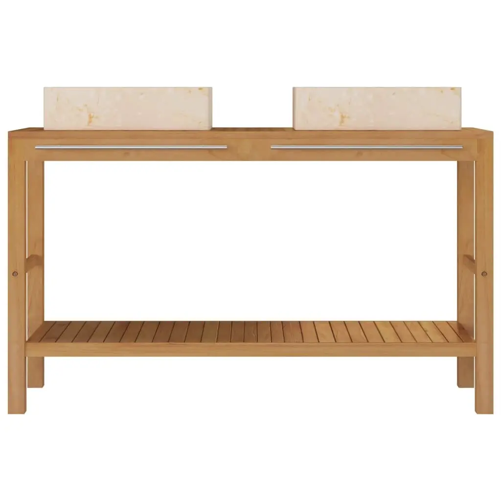 Solid Wood Bathroom Vanity Cabinet with Two Sinks