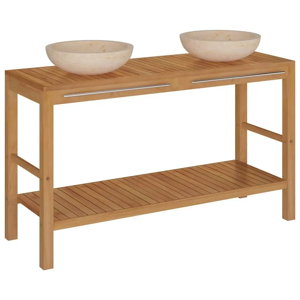 Double Sink Bathroom Vanity Cabinet with Marble Top