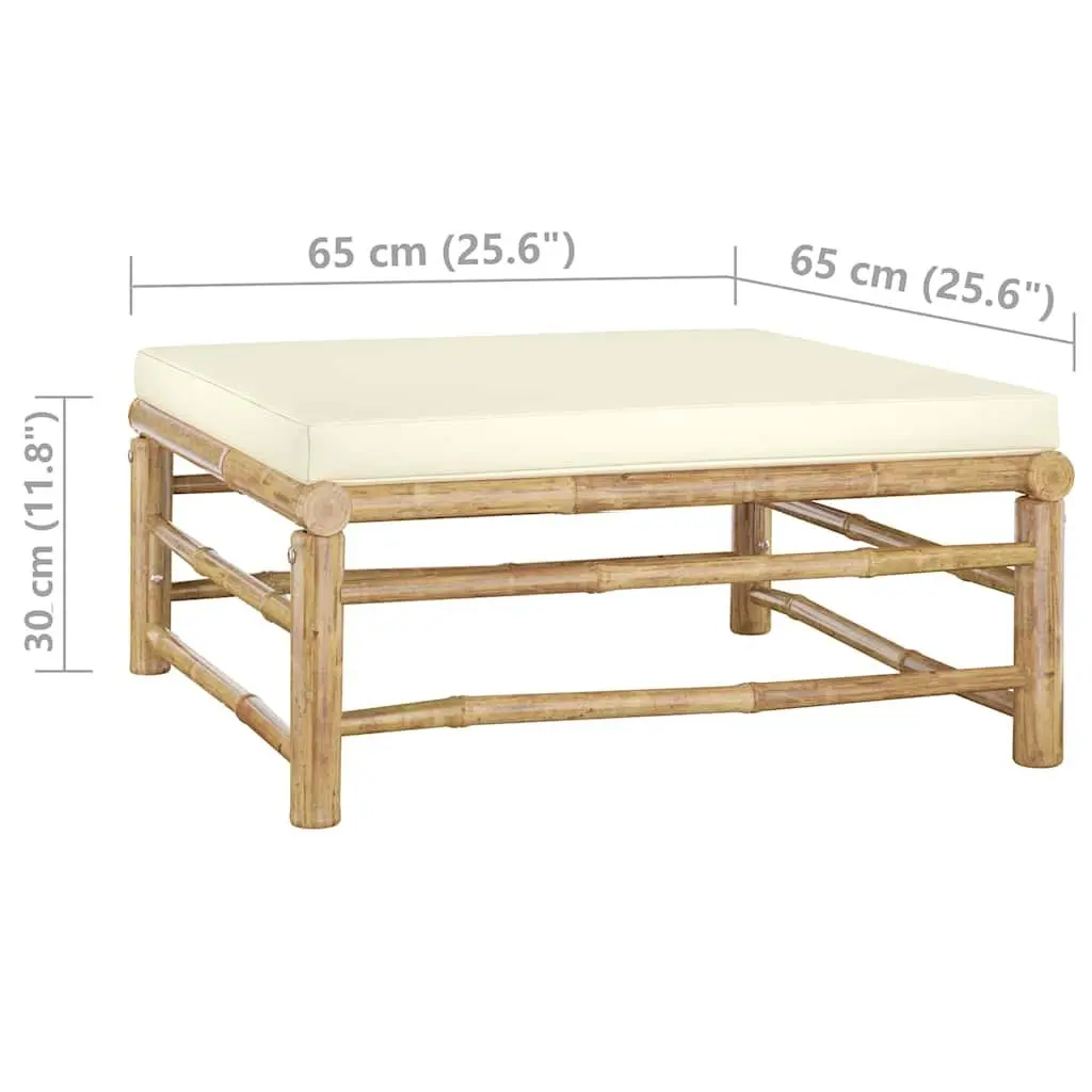 Bamboo Garden Lounge Set 6 Piece Cream White Cushions