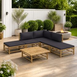 Sturdy Bamboo Garden Lounge Set 6 Piece Outdoor Furniture