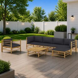 Bamboo Outdoor Lounge Set: 7-Piece Modular Furniture