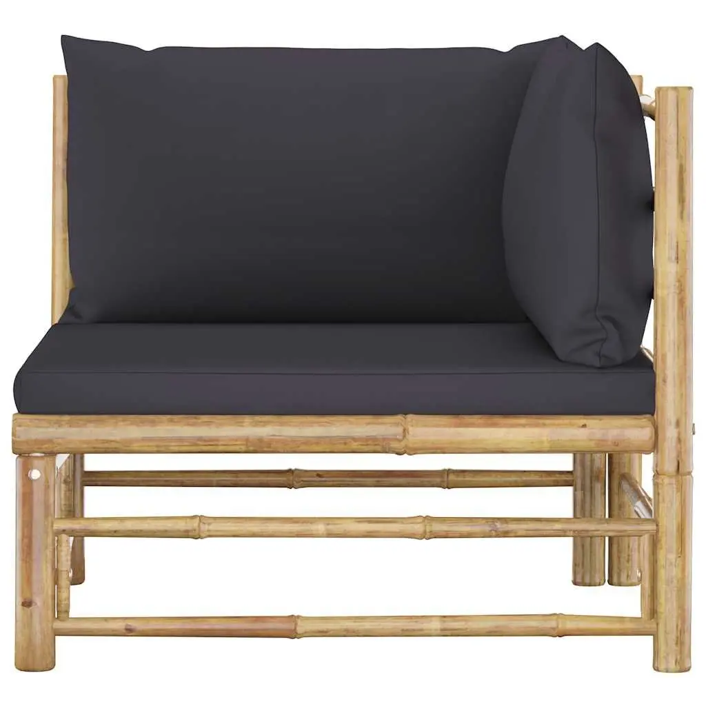2 Piece Bamboo Garden Lounge Set Outdoor Furniture Dark Grey