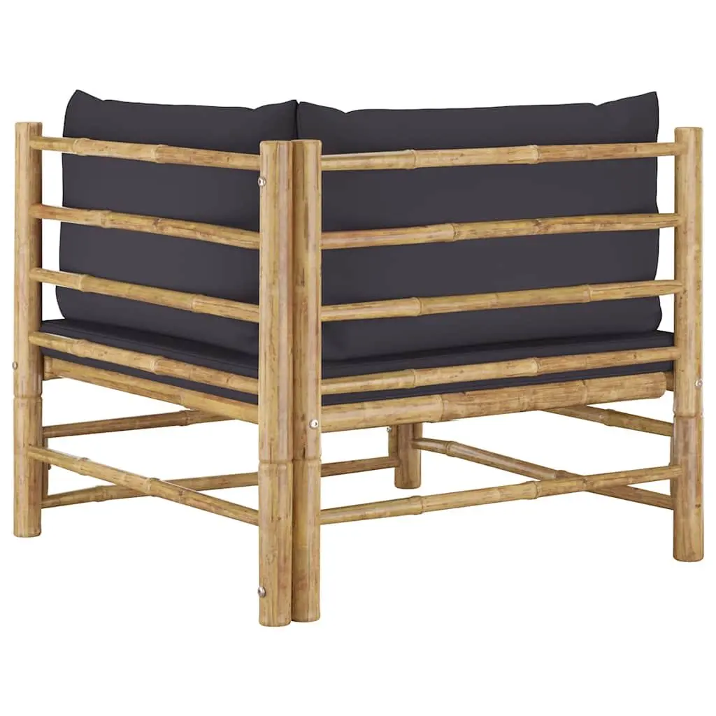 2 Piece Bamboo Garden Lounge Set Outdoor Furniture Dark Grey