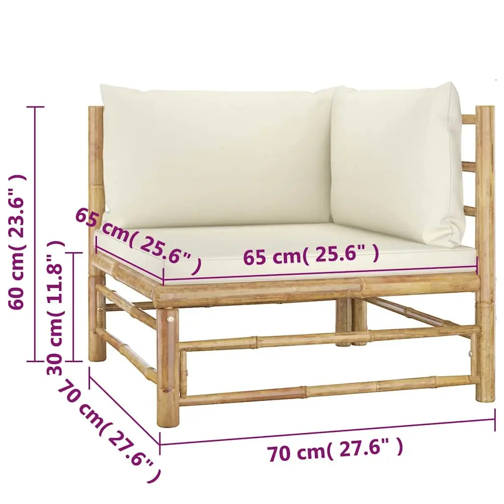 4-Piece Bamboo Garden Lounge Set with Cushions