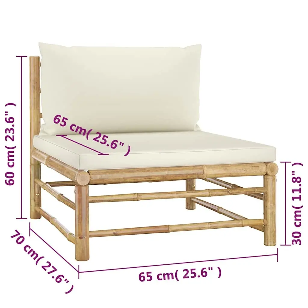 4-Piece Bamboo Garden Lounge Set with Cushions