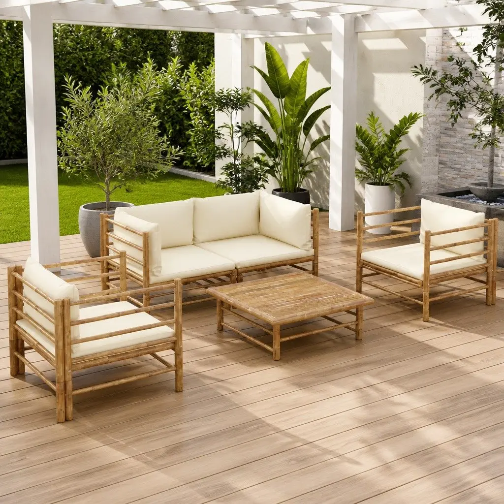 5-Piece Bamboo Lounge Set for Outdoor Spaces