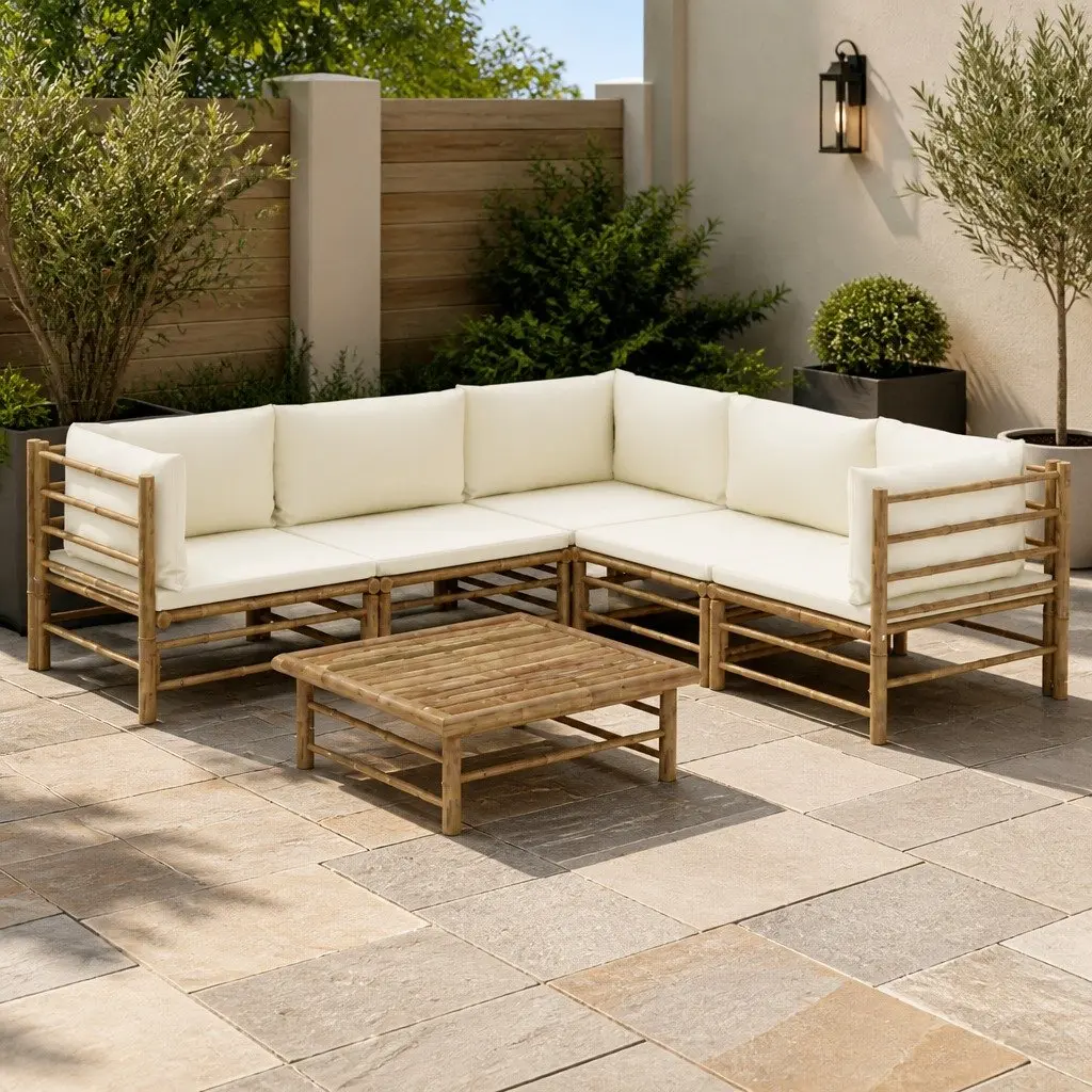 Bamboo Outdoor Lounge Set 6-Piece Modular Sofa