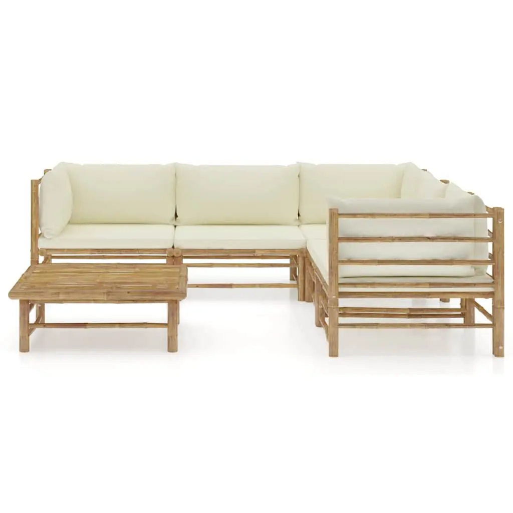 Bamboo Outdoor Lounge Set 6-Piece Modular Sofa